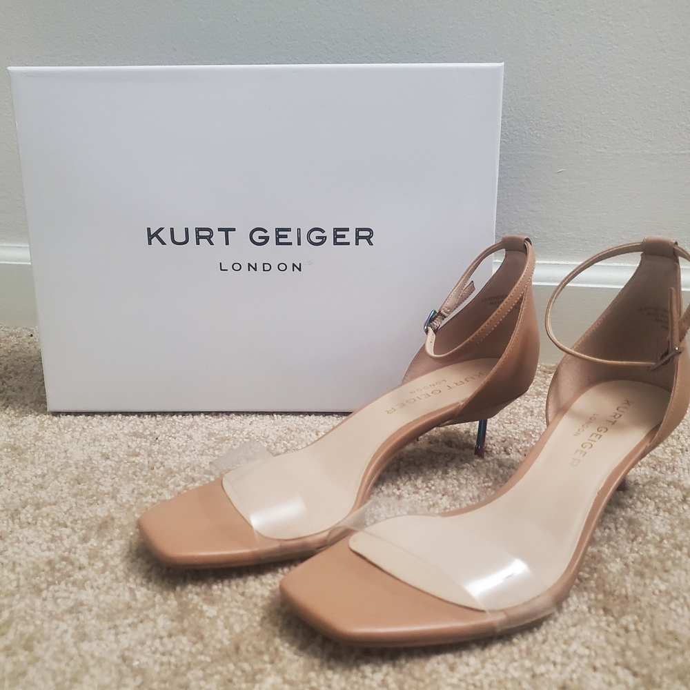 Kurt Geiger Tan Heels with Transparent Panels 7.5